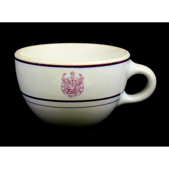 Elks Lodge #427 Ironstone Coffee Cup BPOE Wichita KS Vintage Restaurant Ware - Picture 1 of 7